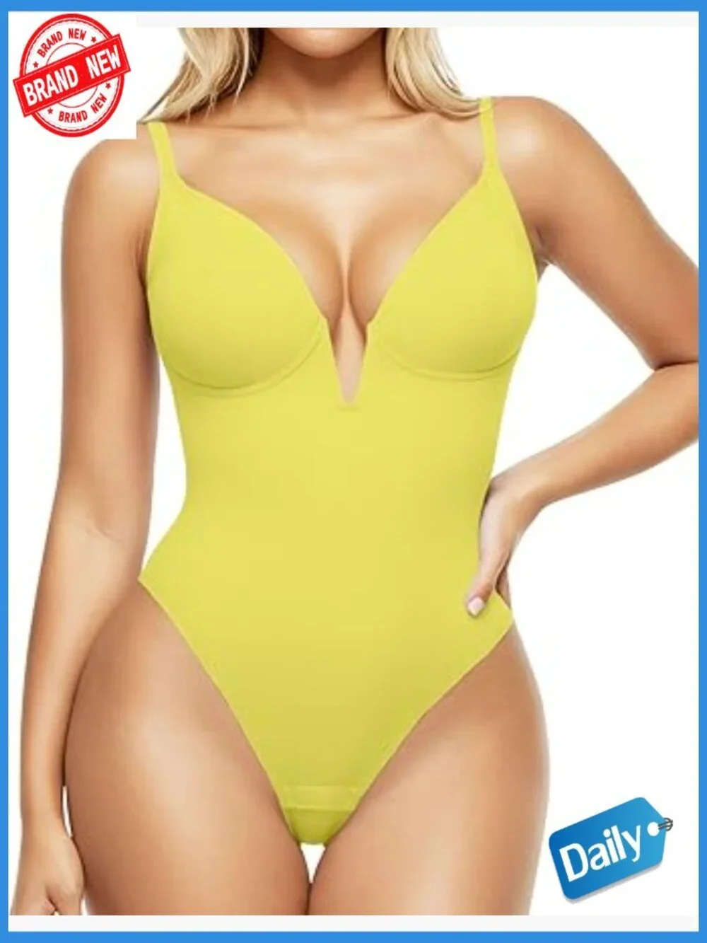 Tummy Control Shapewear Bodysuit Deep V Corset Thong Backless